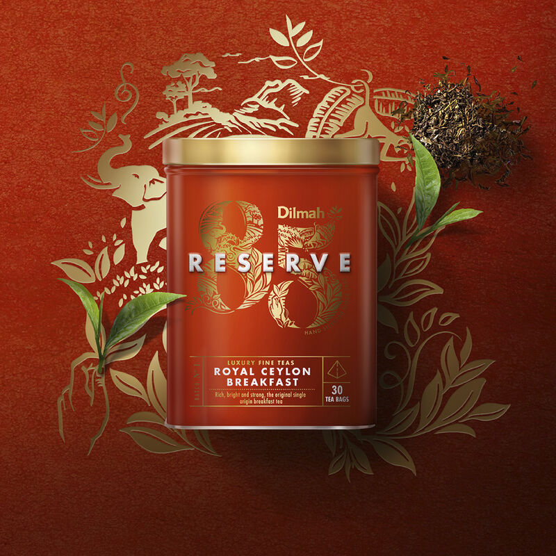 85 Reserve Royal Ceylon Breakfast Black Tea Tin Caddy-20 Luxury Leaf Tea Bags