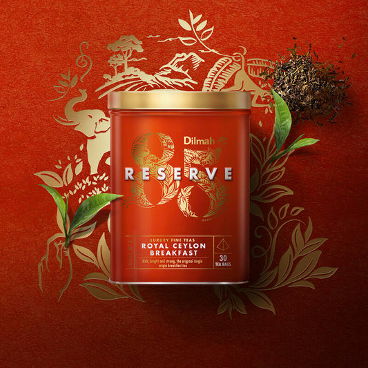 85 Reserve Royal Ceylon Breakfast Black Tea Tin Caddy-20 Luxury Leaf Tea Bags