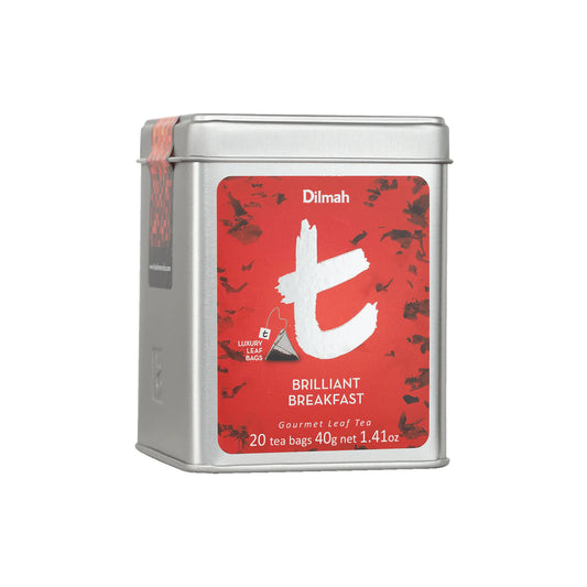 t-Series Brilliant Breakfast Ceylon Black Tea Tin Caddy-20 Luxury Leaf Tea Bags